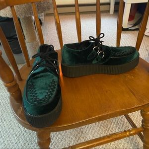 Green Velvet TUK Platform Creepers